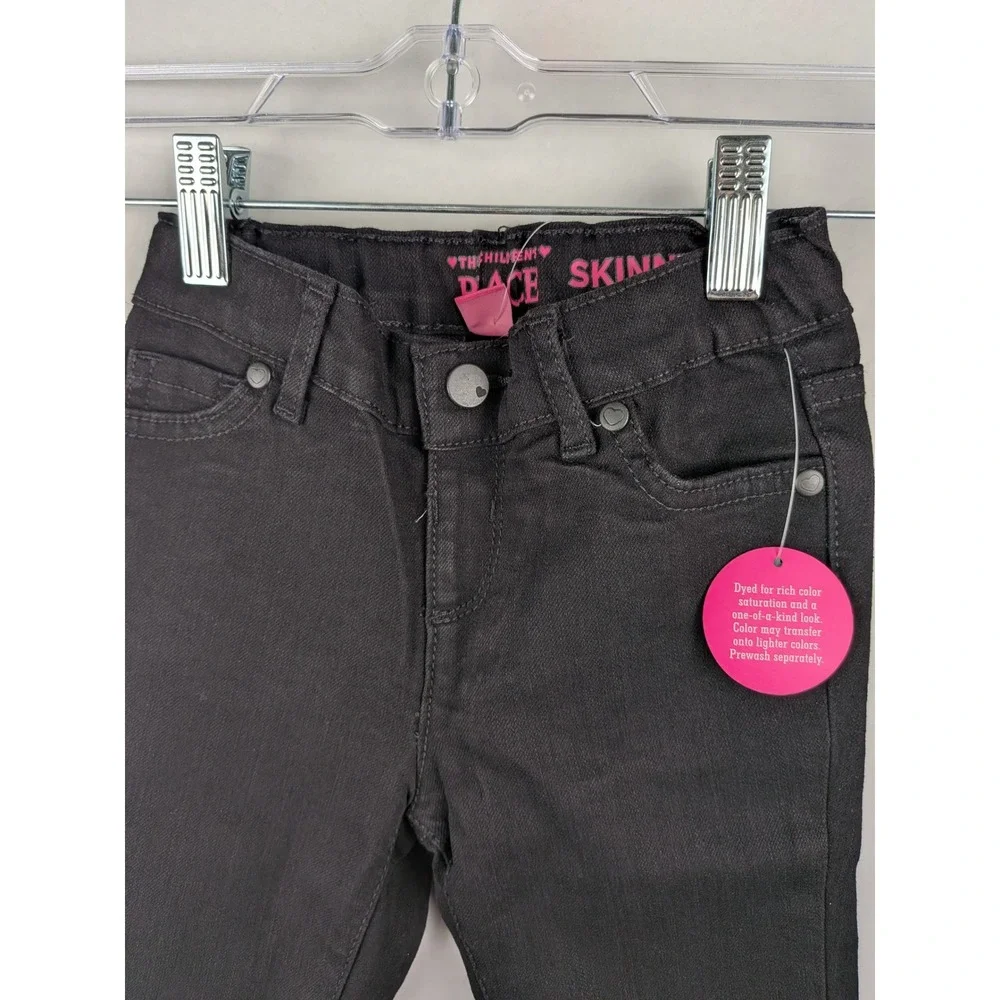 The Childrens Place Kids Skinny Jeans Black Denim Adjustable Waist 4T NEW